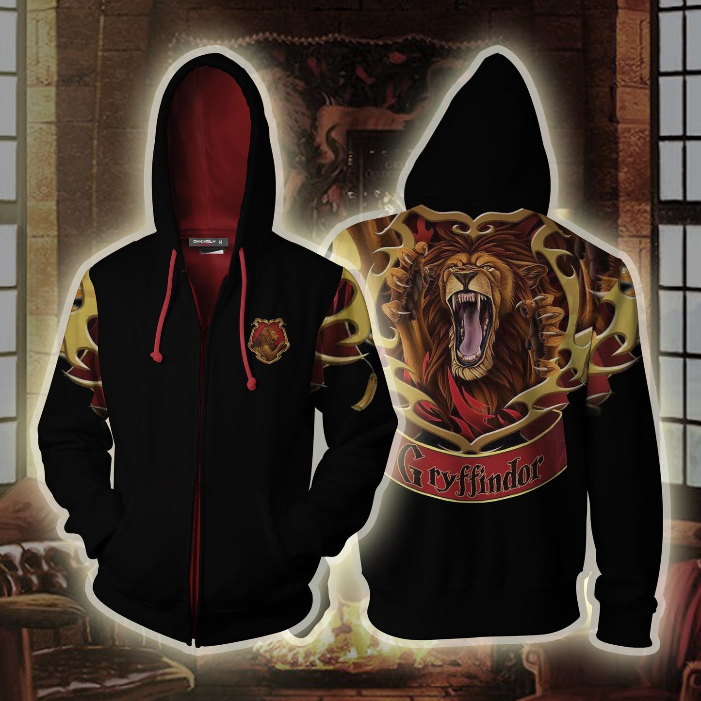 Gryffindor Hogwarts Harry Potter Zip Up Hoodie S