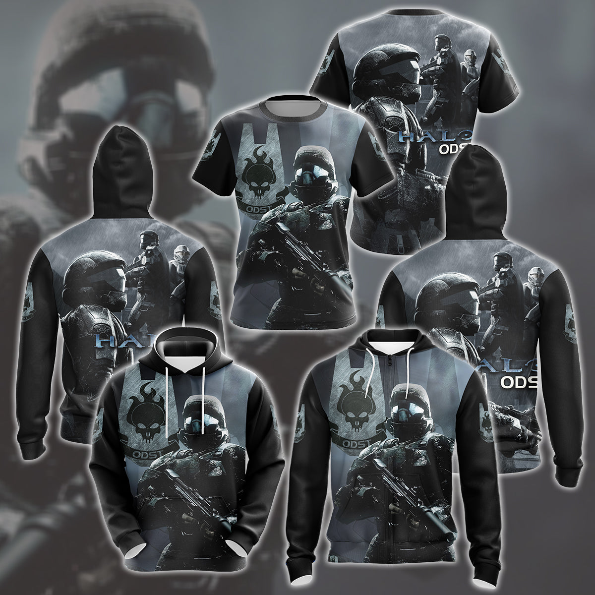 Halo ODST Video Game All Over Printed T-shirt Tank Top Zip Hoodie Pullover Hoodie Hawaiian Shirt Beach Shorts Joggers