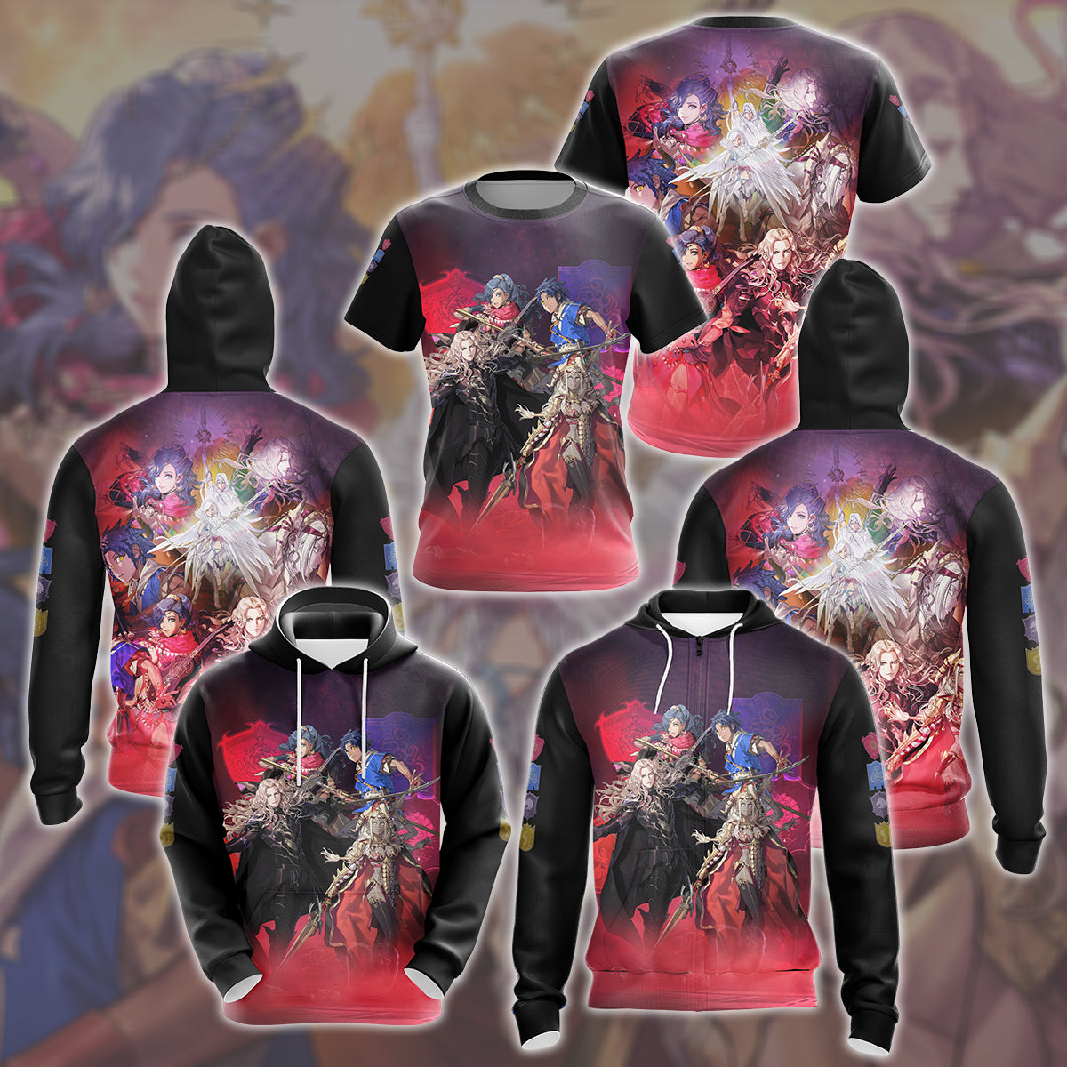 Fire Emblem: Fortune's Weave Video Game All Over Printed T-shirt Tank Top Zip Hoodie Pullover Hoodie Hawaiian Shirt Beach Shorts Joggers