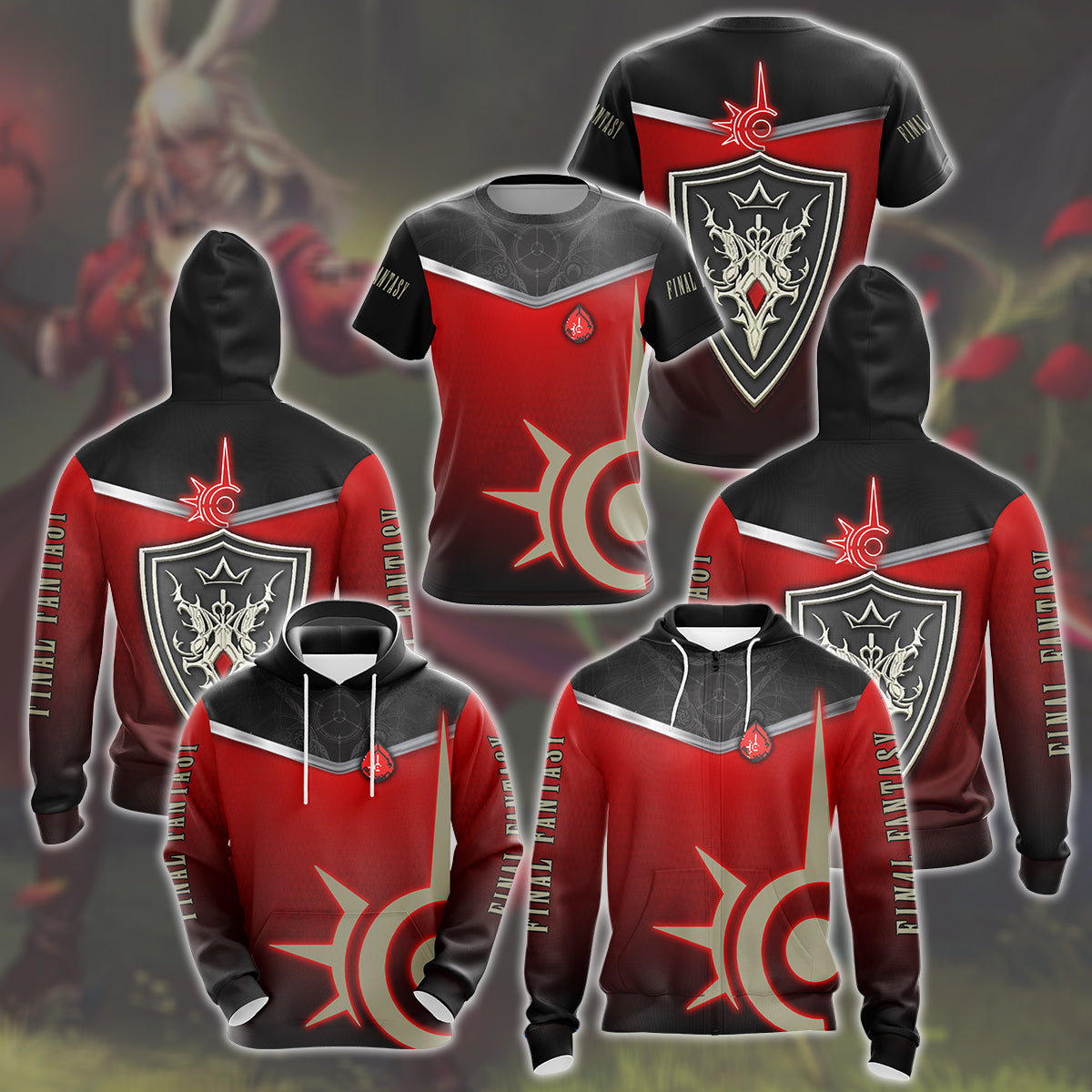 Final Fantasy Red Mage Video Game All Over Printed T-shirt Tank Top Zip Hoodie Pullover Hoodie Hawaiian Shirt Beach Shorts Joggers