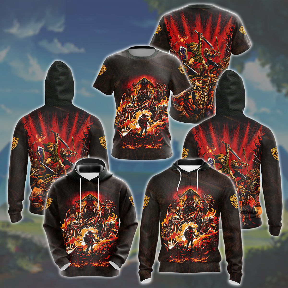 The Legend of Zelda Ocarina of Time Video Game All Over Printed T-shirt Tank Top Zip Hoodie Pullover Hoodie Hawaiian Shirt Beach Shorts Joggers