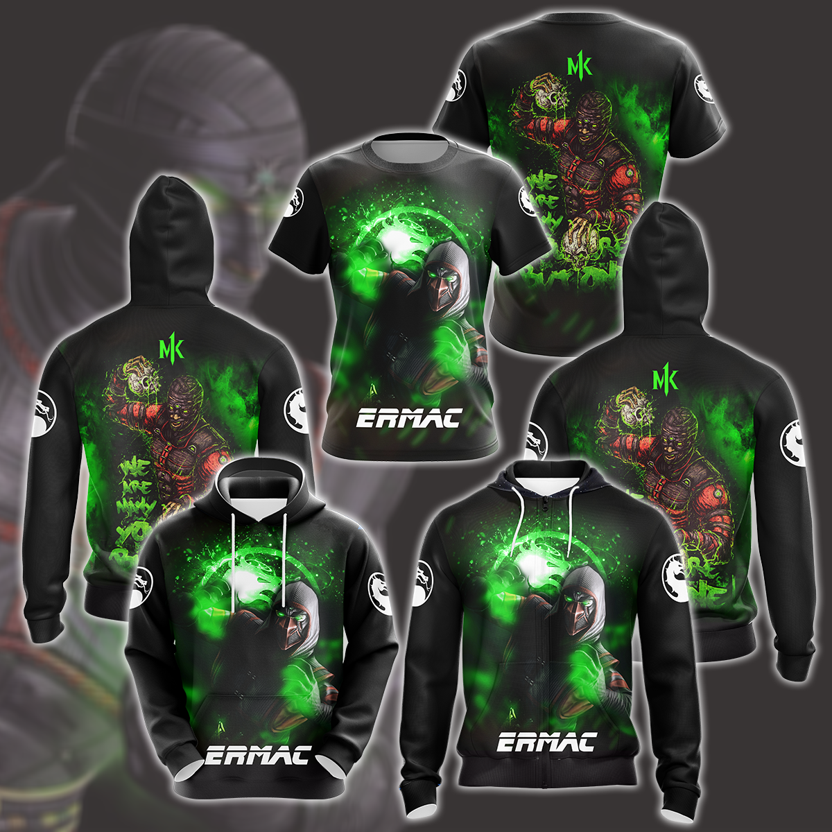 Mortal Kombat Ermac Video Game All Over Printed T-shirt Tank Top Zip Hoodie Pullover Hoodie Hawaiian Shirt Beach Shorts Joggers