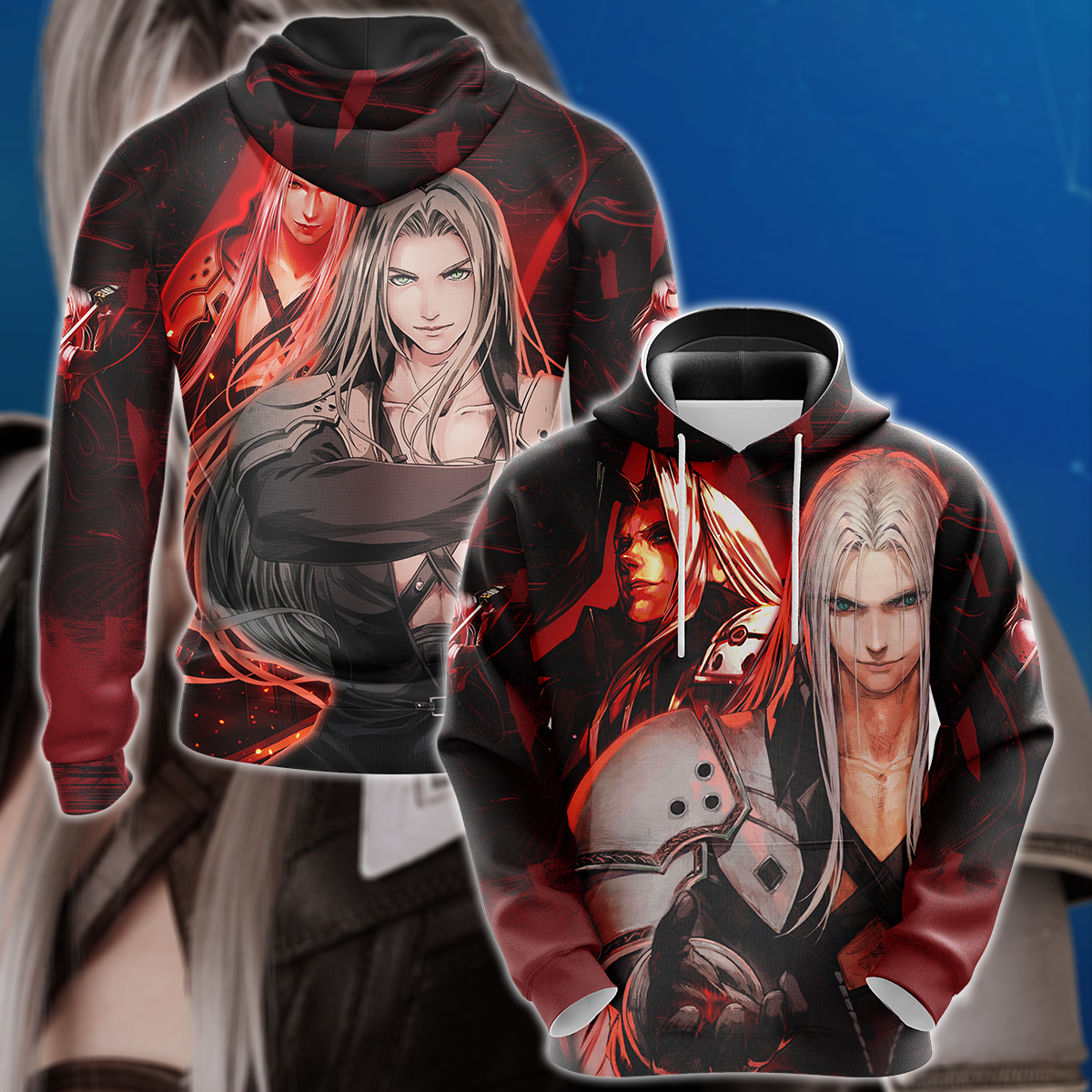 Final Fantasy VII Sephiroth Video Game 3D All Over Print T-shirt Tank Top Zip Hoodie Pullover Hoodie Hawaiian Shirt Beach Shorts Jogger Hoodie