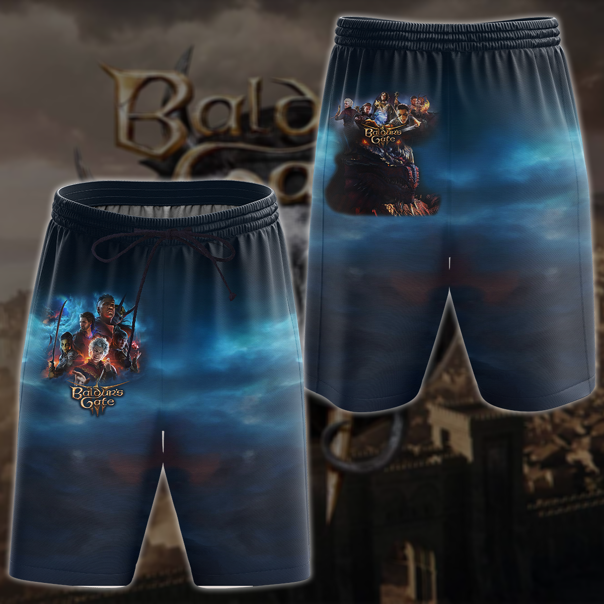 Baldur's Gate 3 Video Game All-Over T-shirt Hoodie Tank Top Hawaiian Shirt Beach Shorts Joggers Beach Shorts