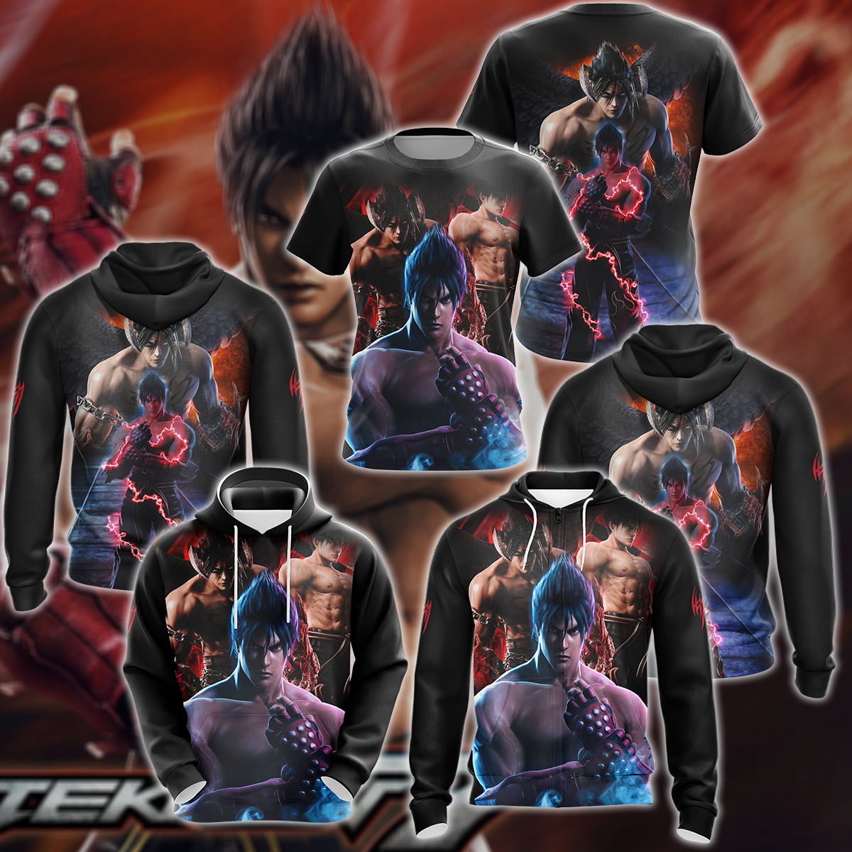 Tekken Jin Kazama Video Game 3D All Over Print T-shirt Tank Top Zip Hoodie Pullover Hoodie Hawaiian Shirt Beach Shorts Jogger