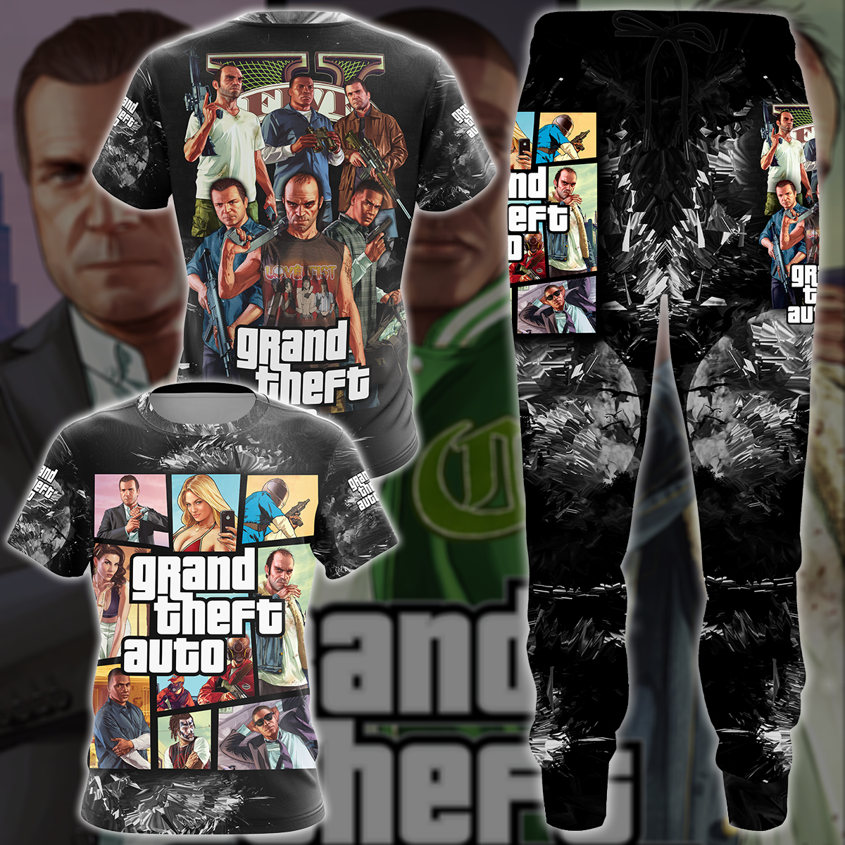 Grand Theft Auto 5 Video Game 3D All Over Printed T-shirt Tank Top Zip Hoodie Pullover Hoodie Hawaiian Shirt Beach Shorts Joggers