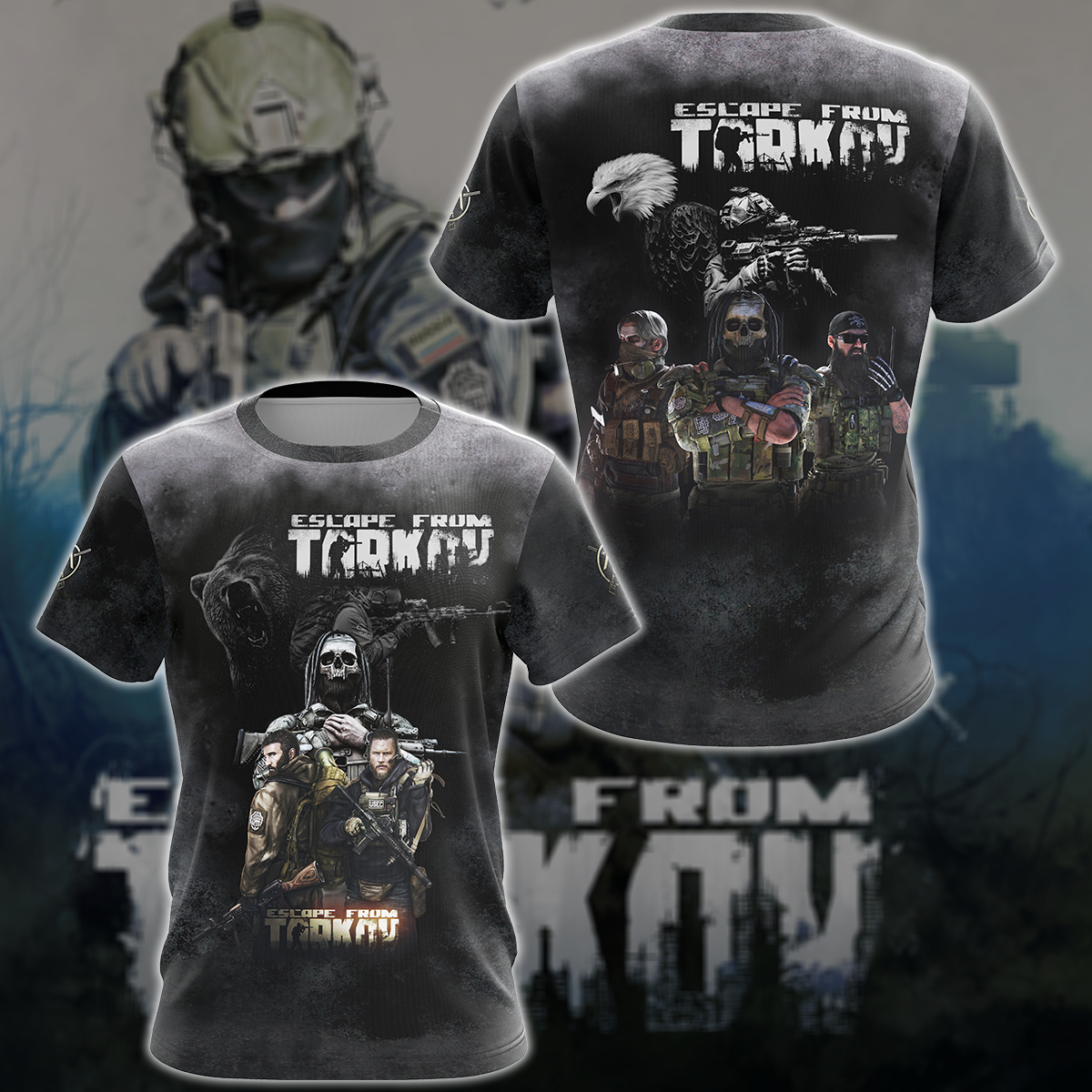 Escape From Tarkov Video Game 3D All Over Printed T-shirt Tank Top Escape From Tarkov Video Game 3D All Over Printed T-shirt Tank Top