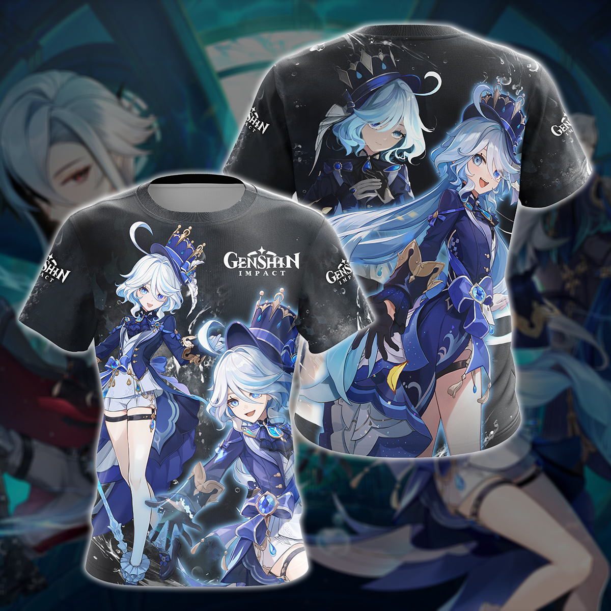 Furina Genshin Impact Video Game All Over Printed T-shirt Tank Top 