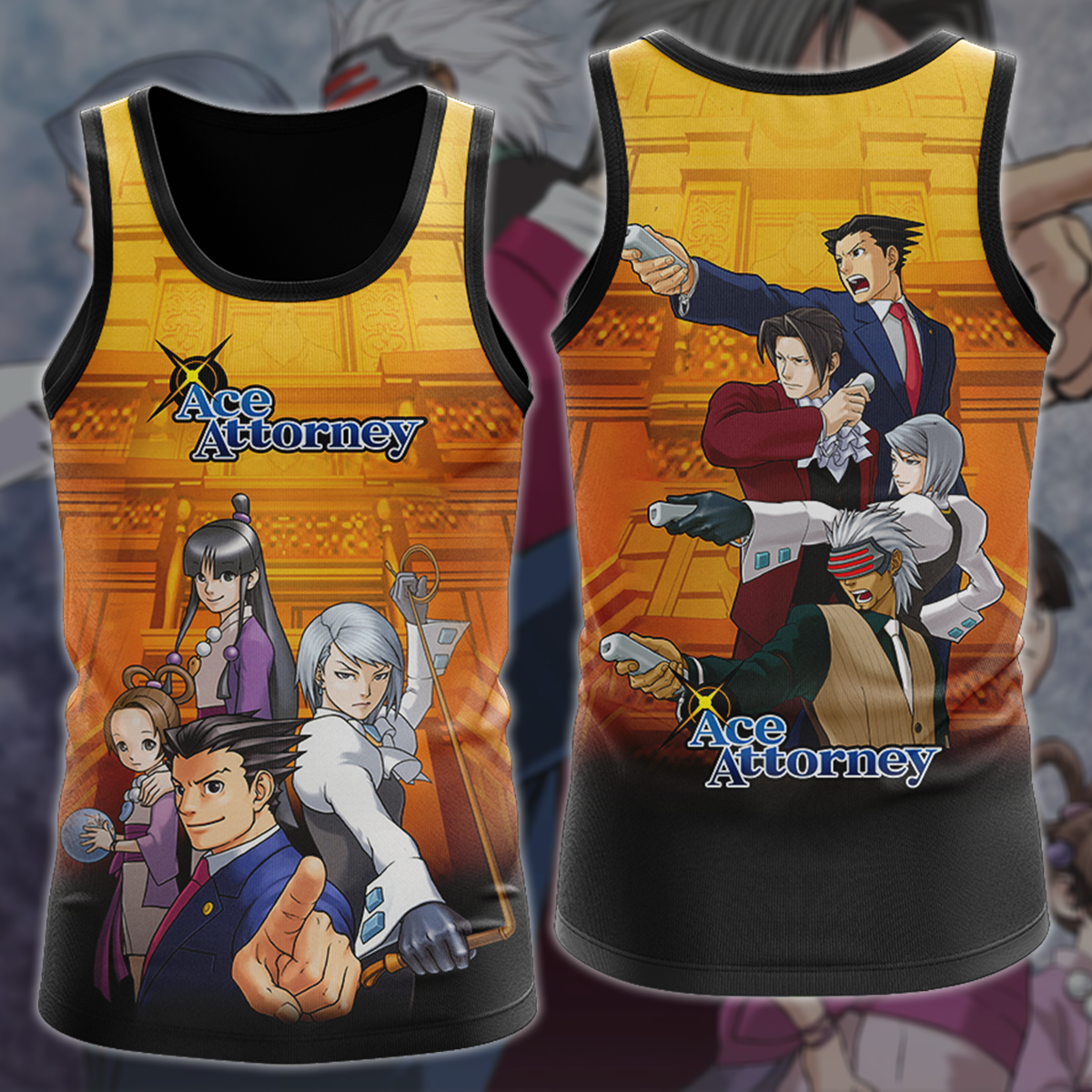 Ace Attorney Anime Manga 3D All Over Printed T-shirt Tank Top Zip Hoodie Pullover Hoodie Hawaiian Shirt Beach Shorts Jogger Tank Top