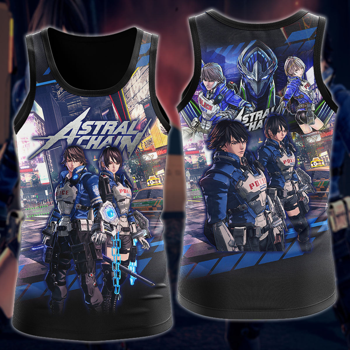 Astral Chain Video Game 3D All Over Printed T-shirt Tank Top Zip Hoodie Pullover Hoodie Hawaiian Shirt Beach Shorts Jogger Tank Top
