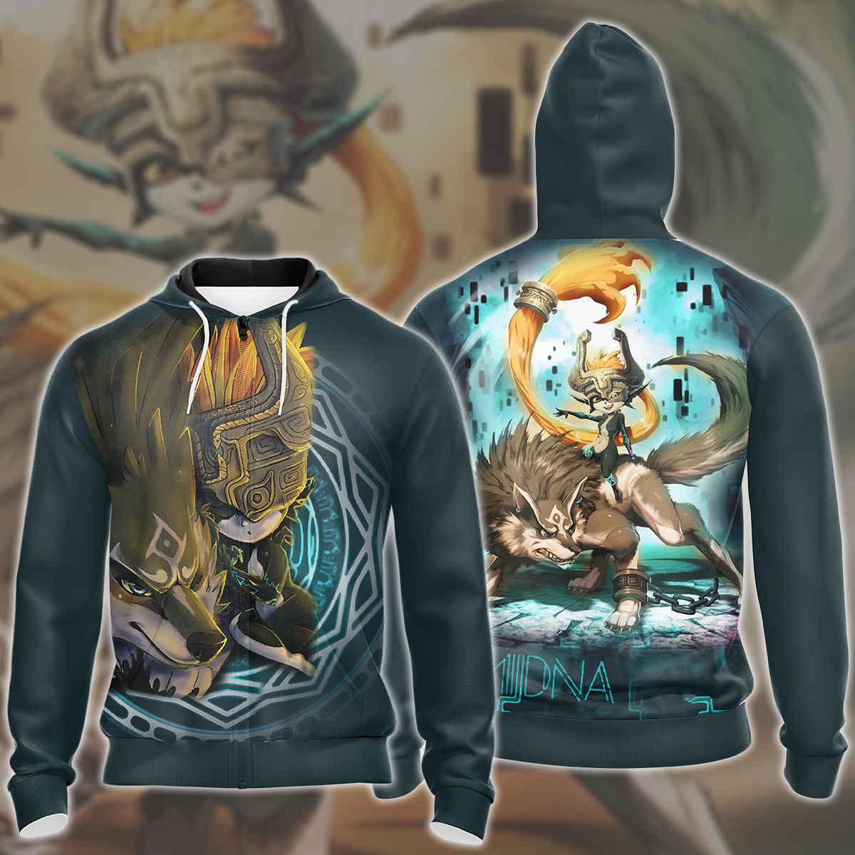 The Legend Of Zelda Midna And Link Wolf Unisex 3D T-shirt Zip Hoodie