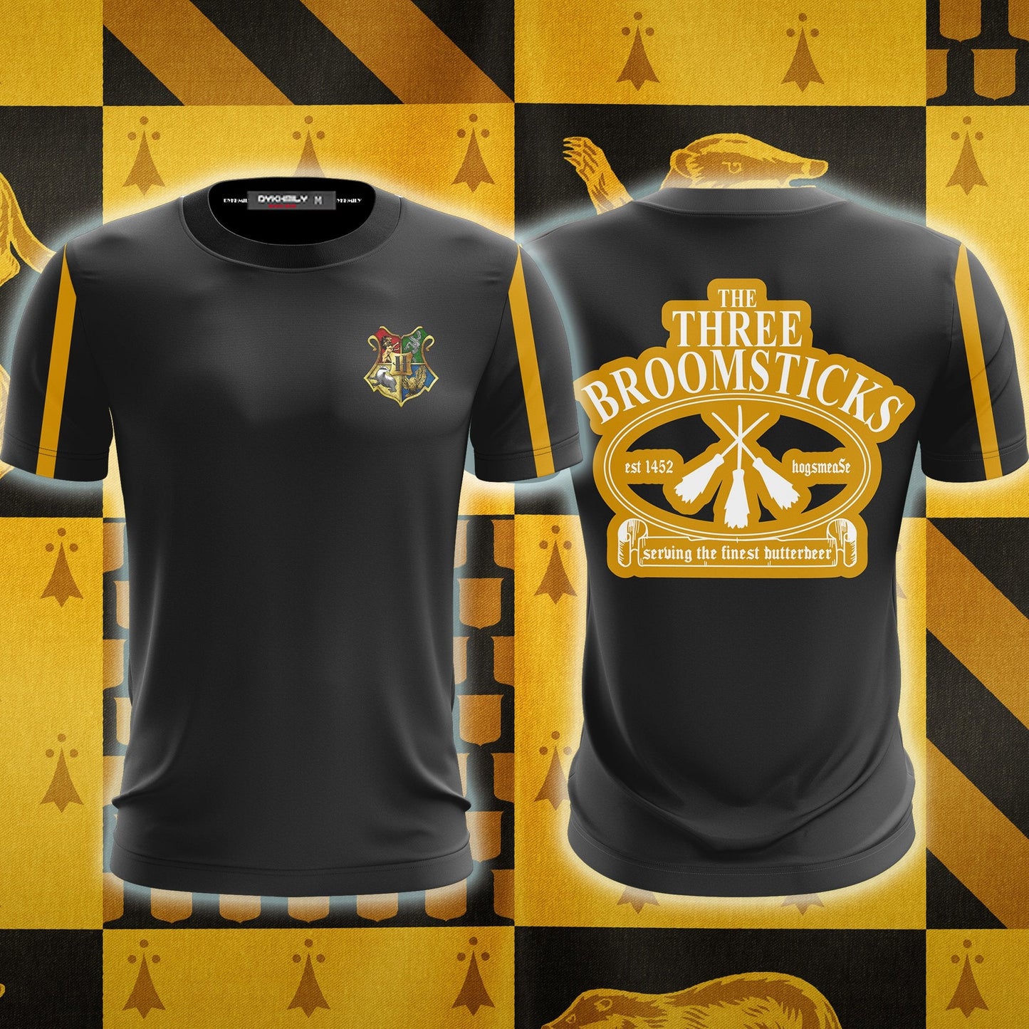 The Three Broomsticks Hufflepuff Harry Potter Unisex 3D T-shirt S