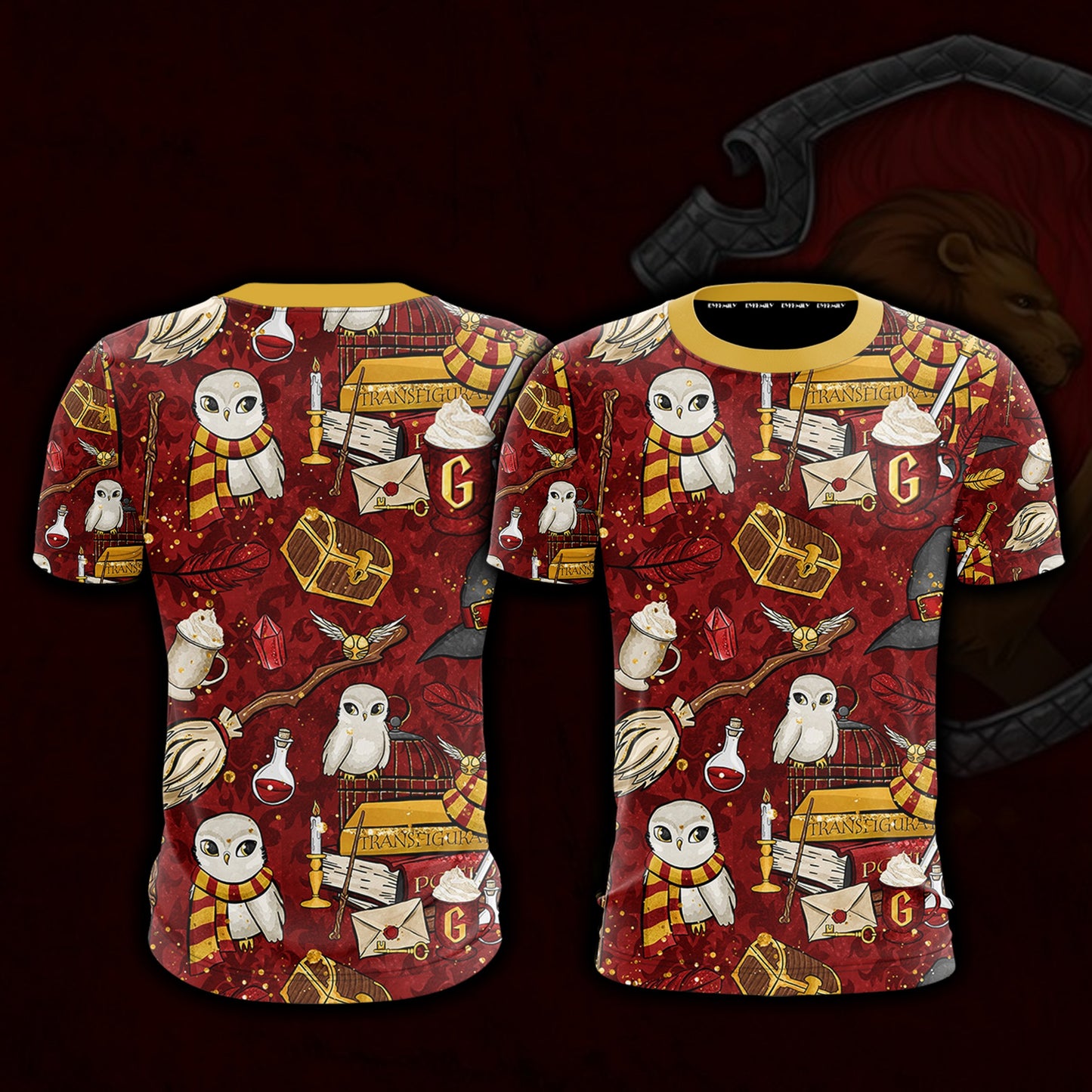 Hogwarts Gryffindor House Pattern Harry Potter Unisex 3D T-shirt S