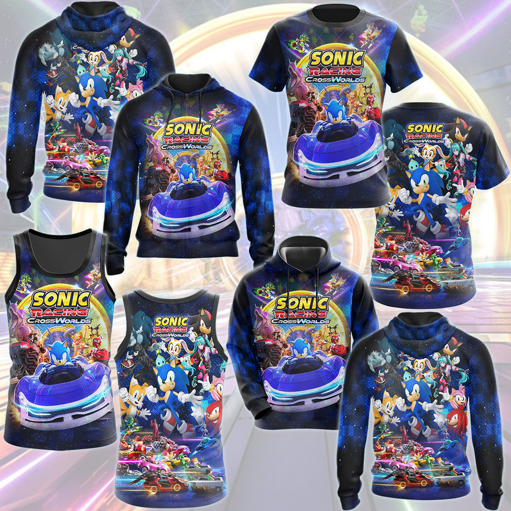 Sonic Racing: CrossWorlds Video Game All Over Printed T-shirt Tank Top Zip Hoodie Pullover Hoodie Hawaiian Shirt Beach Shorts Joggers