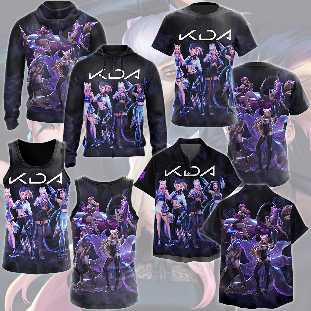 League of Legends K/DA Band Video Game All Over Printed T-shirt Tank Top Zip Hoodie Pullover Hoodie Hawaiian Shirt Beach Shorts Joggers