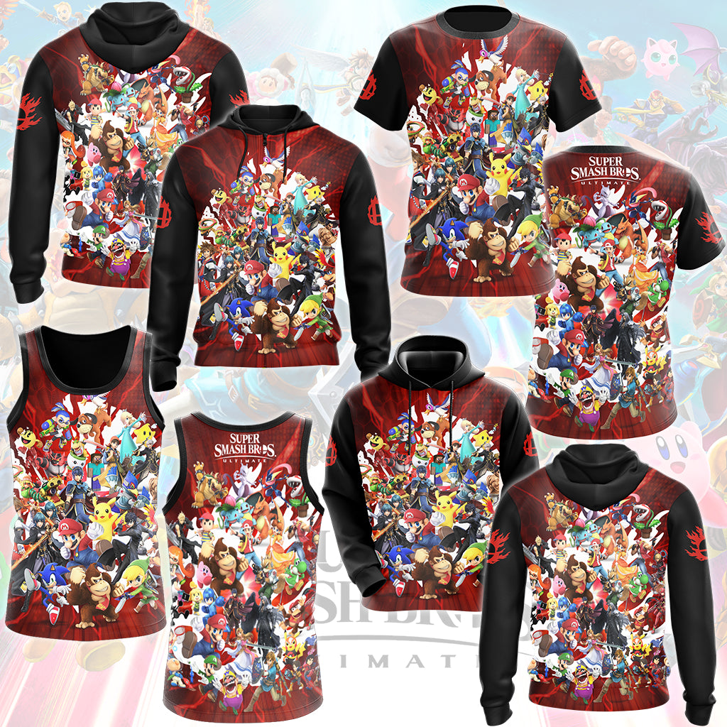 Super Smash Bros. Ultimate Video Game All Over Printed T-shirt Tank Top Zip Hoodie Pullover Hoodie Hawaiian Shirt Beach Shorts Joggers