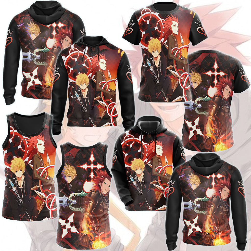 Kingdom Hearts Axel and Roxas Video Game All Over Printed T-shirt Tank Top Zip Hoodie Pullover Hoodie Hawaiian Shirt Beach Shorts Joggers