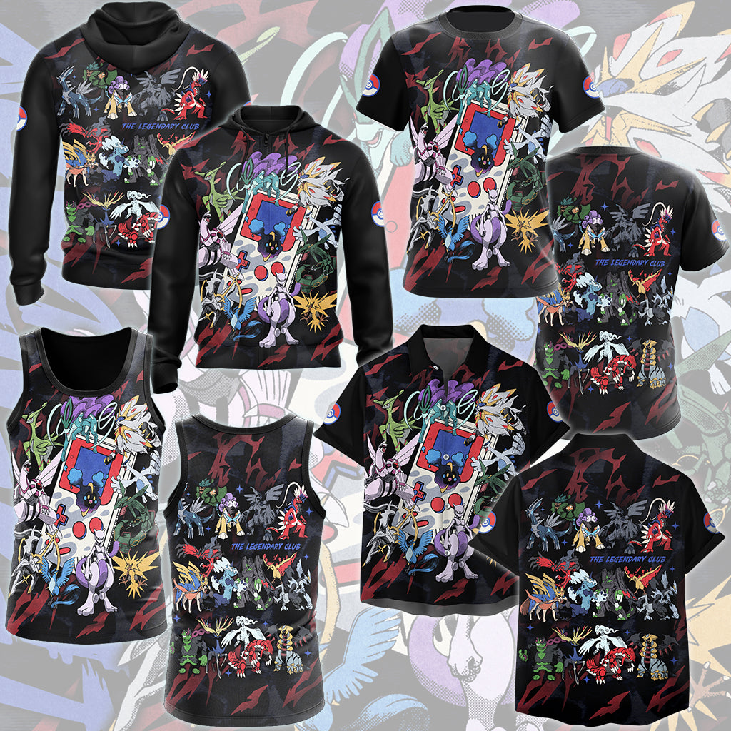 Pokemon Legendary Club Video Game All Over Printed T-shirt Tank Top Zip Hoodie Pullover Hoodie Hawaiian Shirt Beach Shorts Joggers