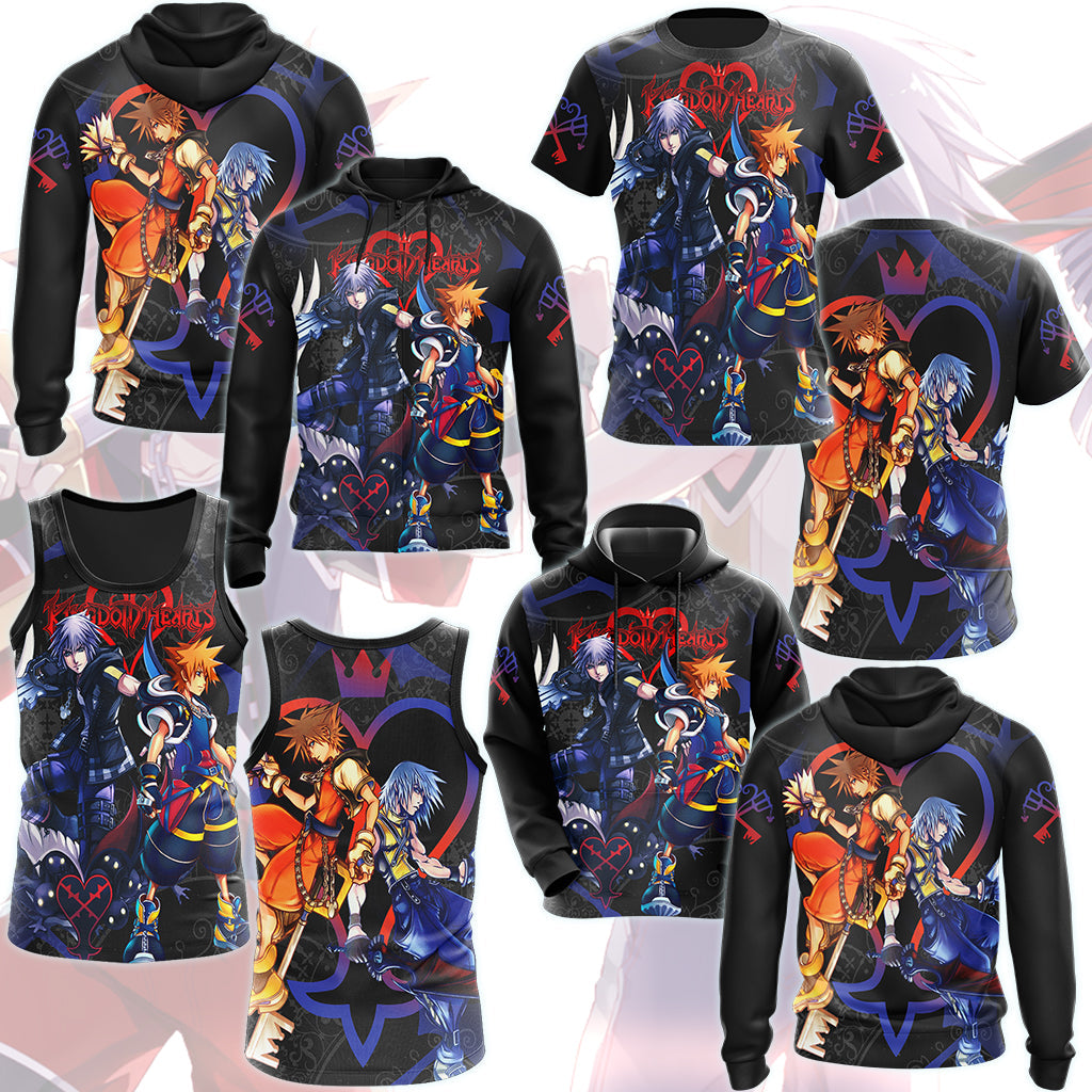 Kingdom Hearts Sora and Riku Video Game All Over Printed T-shirt Tank Top Zip Hoodie Pullover Hoodie Hawaiian Shirt Beach Shorts Joggers