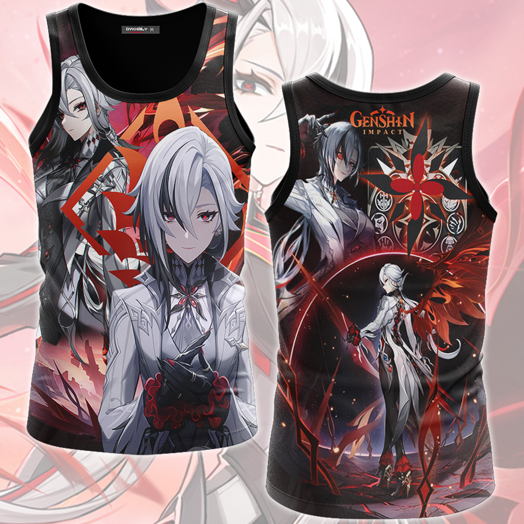 Genshin Impact Arlecchino Video Game All Over Printed T-shirt Tank Top Zip Hoodie Pullover Hoodie Hawaiian Shirt Beach Shorts Joggers Tank Top