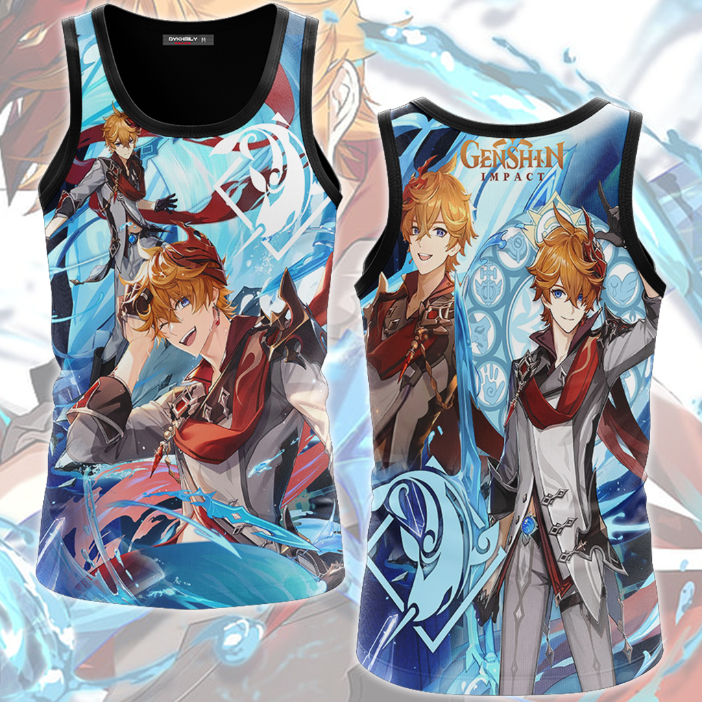 Genshin Impact Childe (Tartaglia) Video Game All Over Printed T-shirt Tank Top Zip Hoodie Pullover Hoodie Hawaiian Shirt Beach Shorts Joggers Tank Top