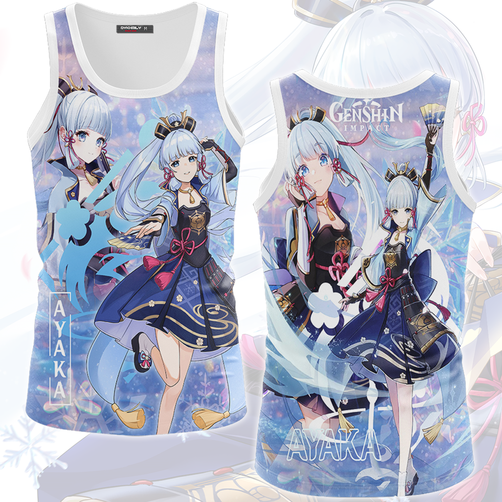 Genshin Impact Ayaka Video Game All Over Printed T-shirt Tank Top Zip Hoodie Pullover Hoodie Hawaiian Shirt Beach Shorts Joggers Tank Top