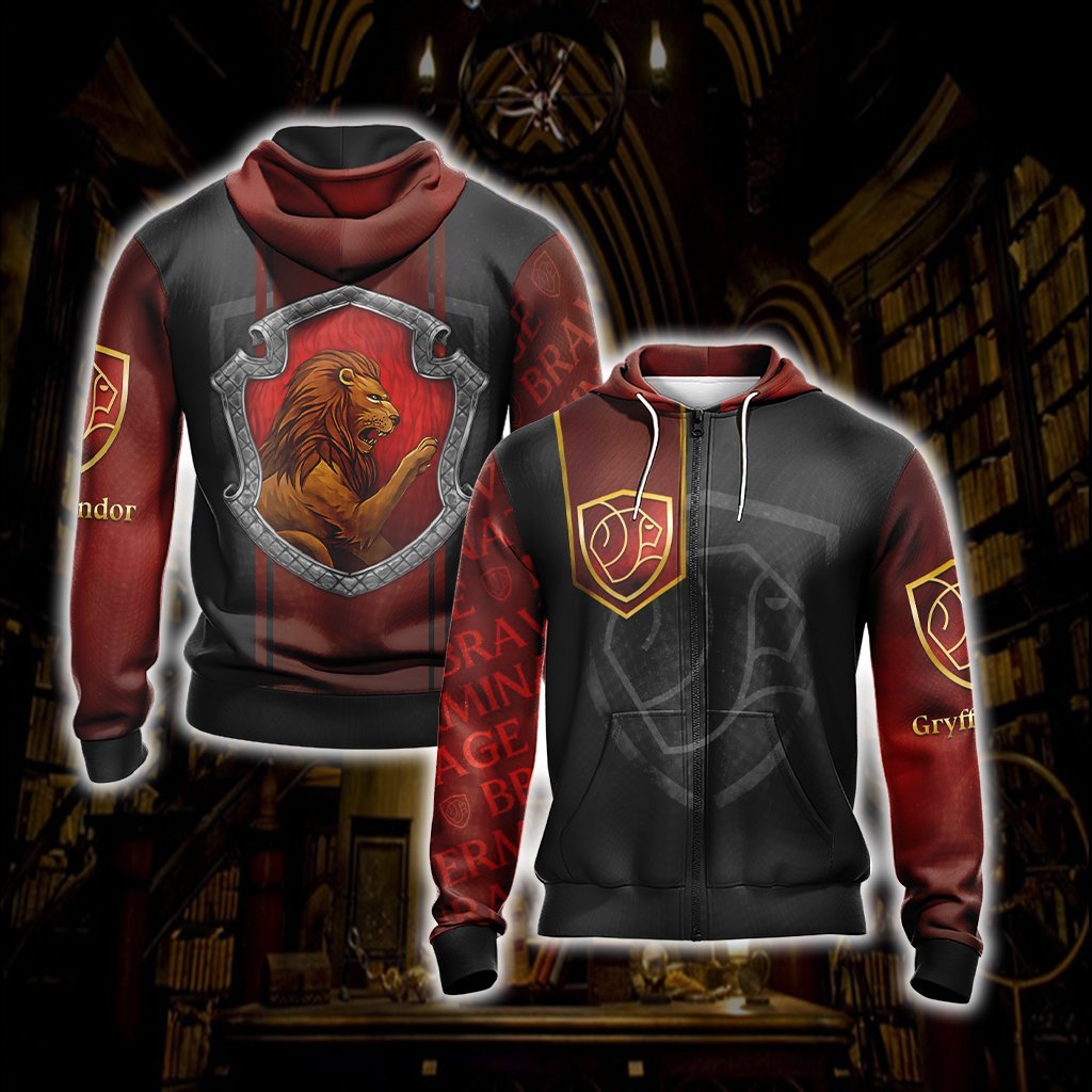 Brave Like A Gryffindor Harry Potter New Style 1 Unisex 3D T-shirt Zip Hoodie S