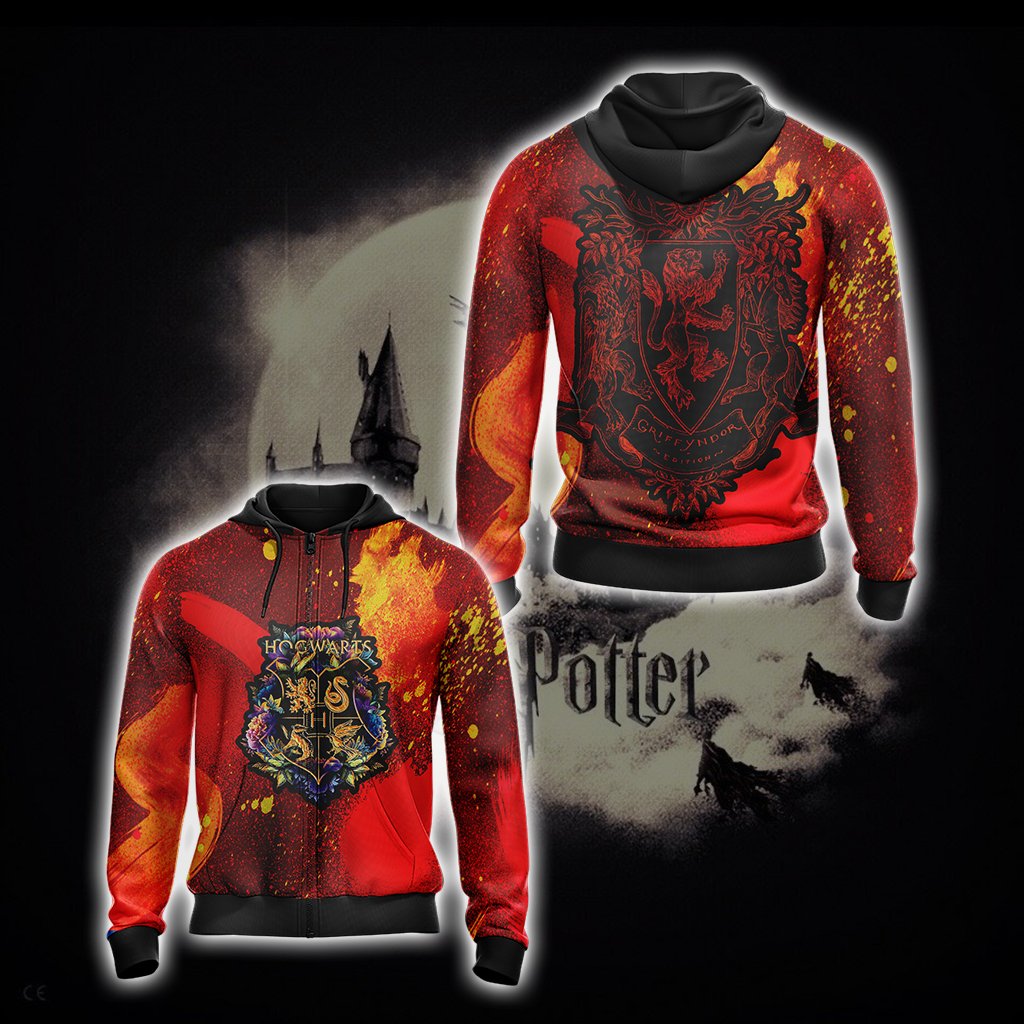 Brave Like A Gryffindor Harry Potter New Style Unisex 3D T-shirt Zip Hoodie S