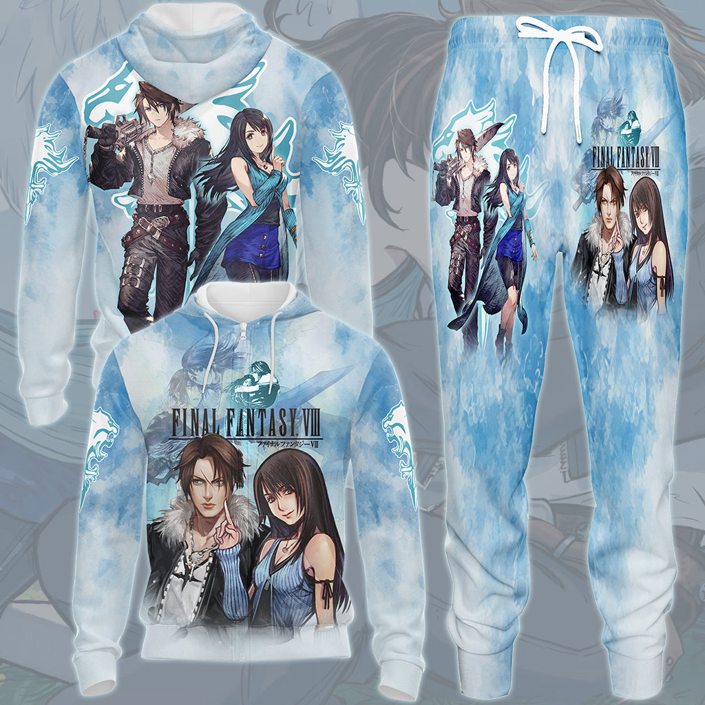 Final Fantasy Squall Leonhart & Rinoa Heartily Video Game All Over Printed T-shirt Tank Top Zip Hoodie Pullover Hoodie Hawaiian Shirt Beach Shorts Joggers
