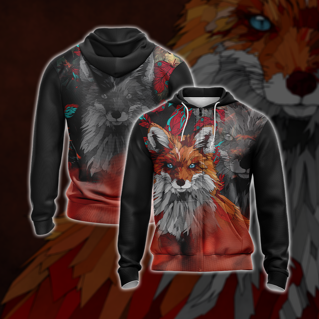 Aesthetic Fox Unisex 3D T-shirt Zip Hoodie