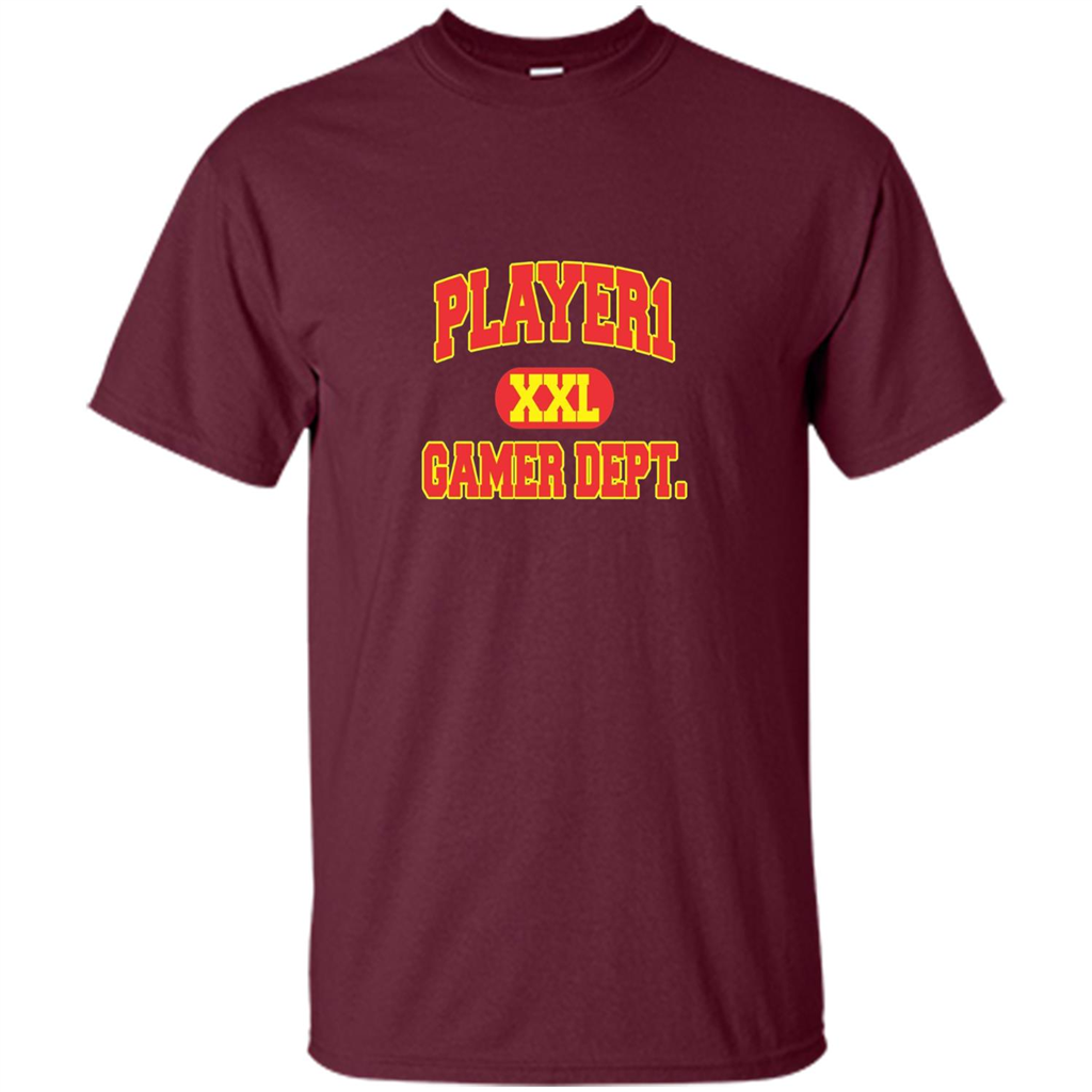 Gamer T-shirt Player 1 XXL Gamer Department Maroon