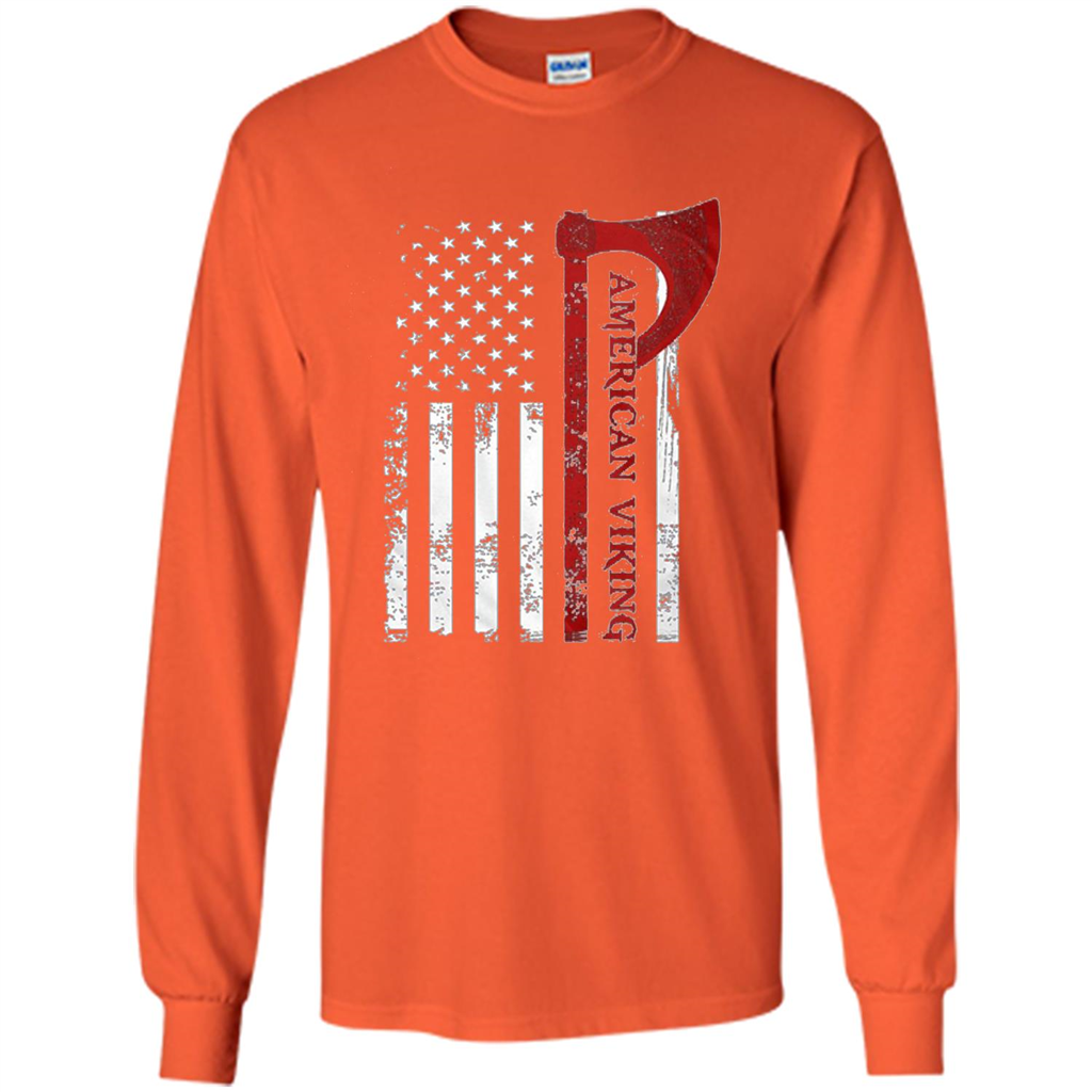 American Viking Flag Shirt Patriotic American T-shirt Orange