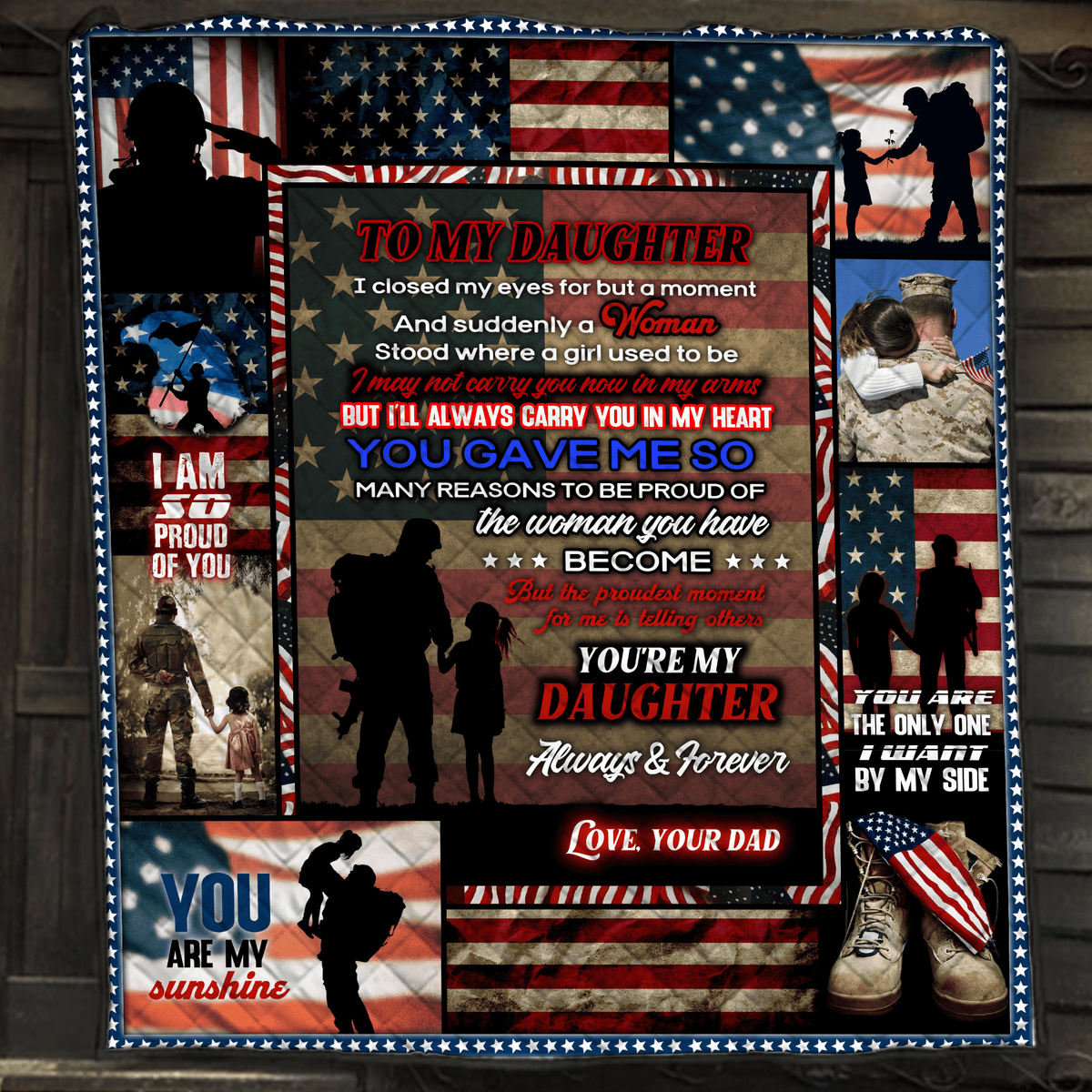 To my daughter Veteran's Daughter 3D Quilt Bed Set Single Quilt