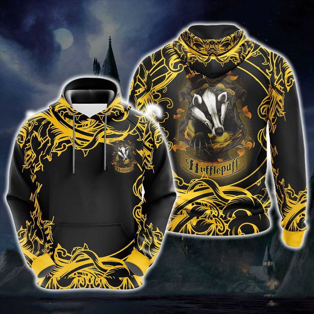 Personalized Harry Potter Hogwarts House Gryffindor Slytherin Ravenclaw Hufflepuff T-shirt Zip Hoodie Pullover Hoodie Hufflepuff Hoodie