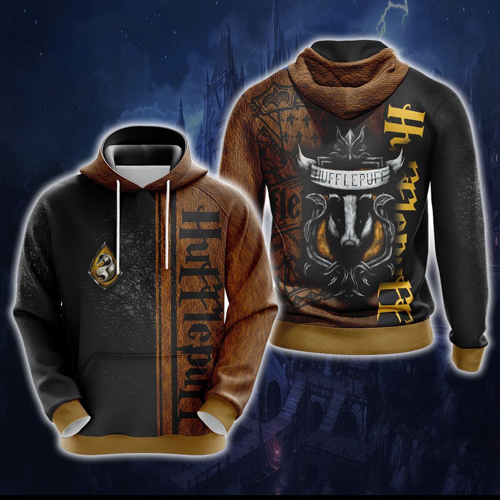 Personalized Harry Potter Hogwarts House Gryffindor Slytherin Ravenclaw Hufflepuff T-shirt Zip Hoodie Pullover Hoodie Hufflepuff Hoodie