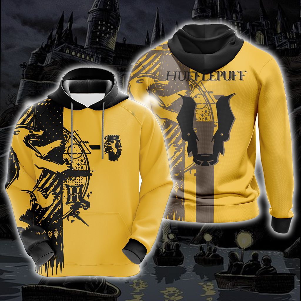 Personalized Harry Potter Hogwarts House Gryffindor Slytherin Ravenclaw Hufflepuff T-shirt Zip Hoodie Pullover Hoodie Hufflepuff Hoodie