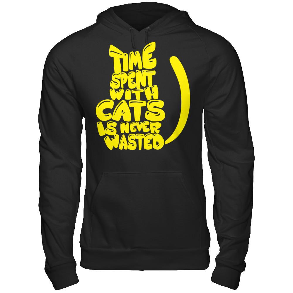 Time Spent With Cats Is Never Wasted Gildan - Pullover Hoodie Black