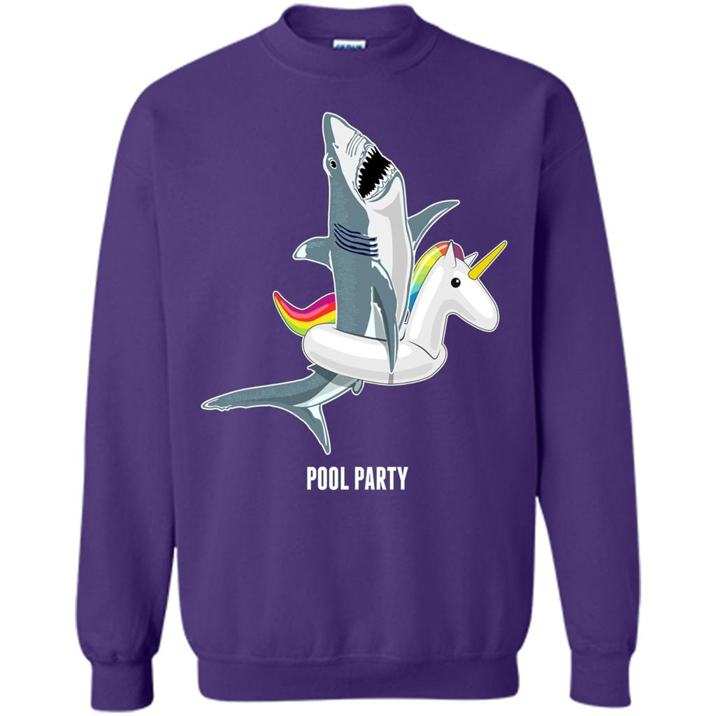 Pool Party Unicorn Float Funny Shark T-shirt Orange