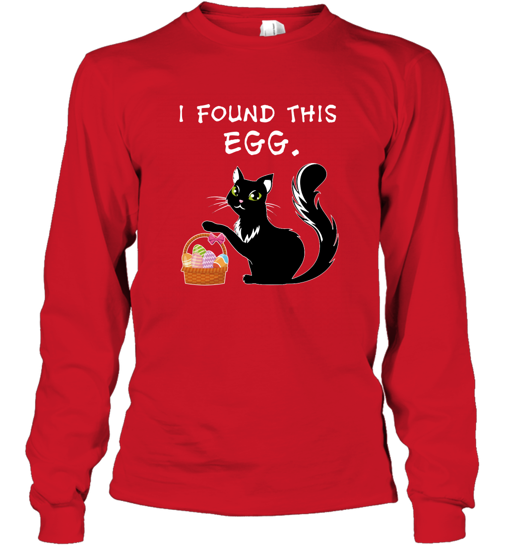 I Found This Egg Cat Easter Day Shirt Long Sleeve T-Shirt Long Sleeve T-Shirt Red