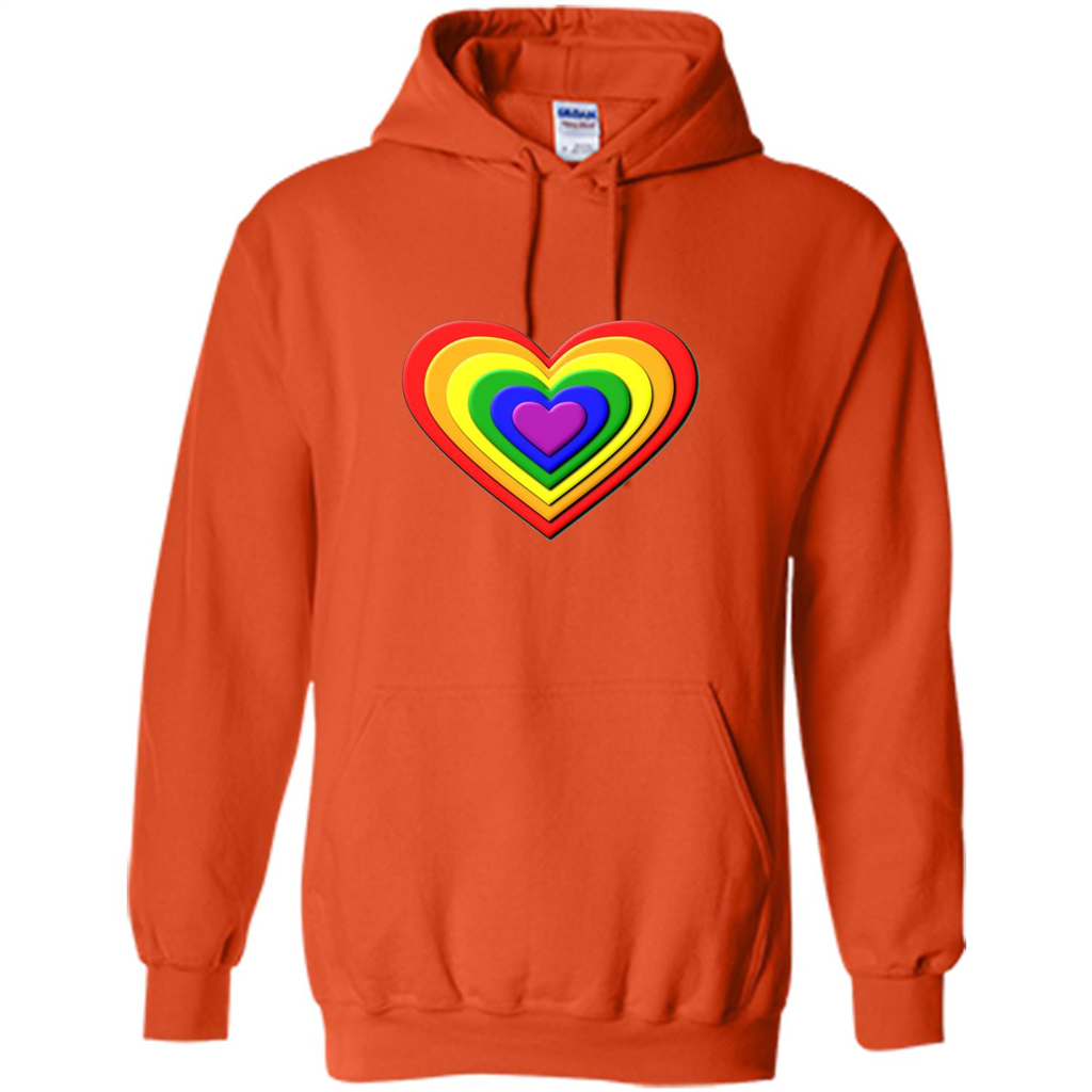LGBT T-shirt Rainbow Heart T-shirt Orange