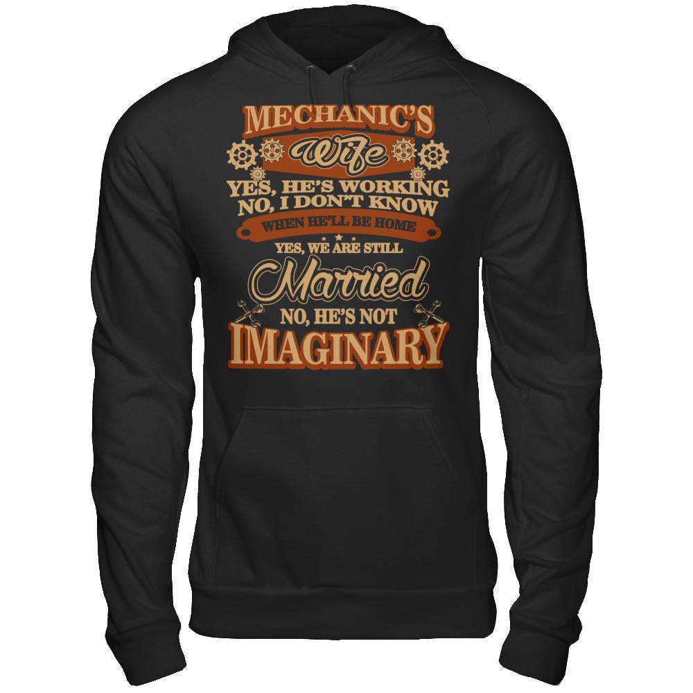 Mechanic's Wife Yes He's Working No I Don't Know Gildan - Pullover Hoodie Black