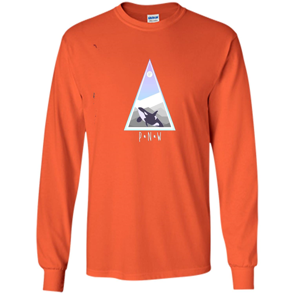 Orca and Mountain Scene T-shirt Orange