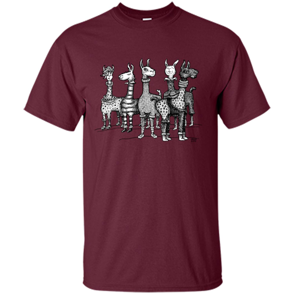 Music T-Shirt Llamas In Pajamas Maroon