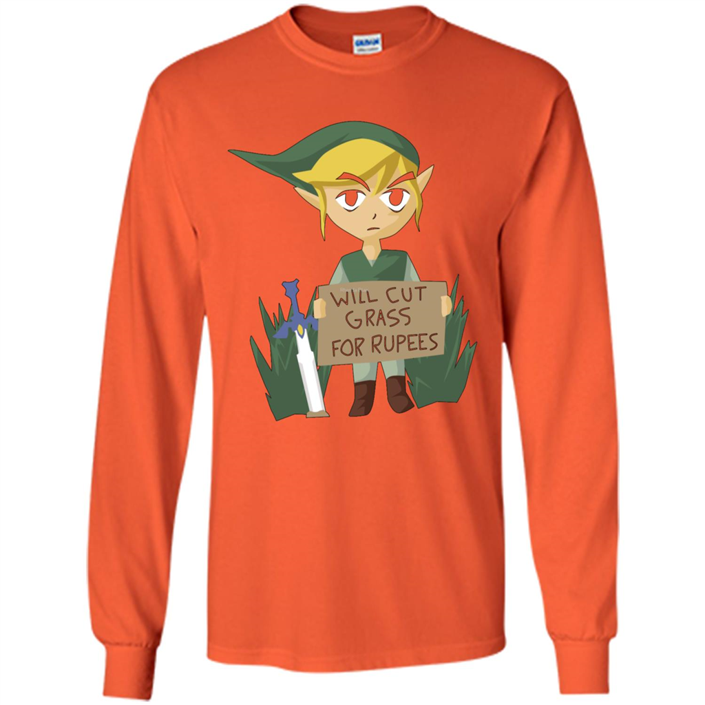 Video Games T-shirt Will Cut Grass For Rupees T-shirt Orange