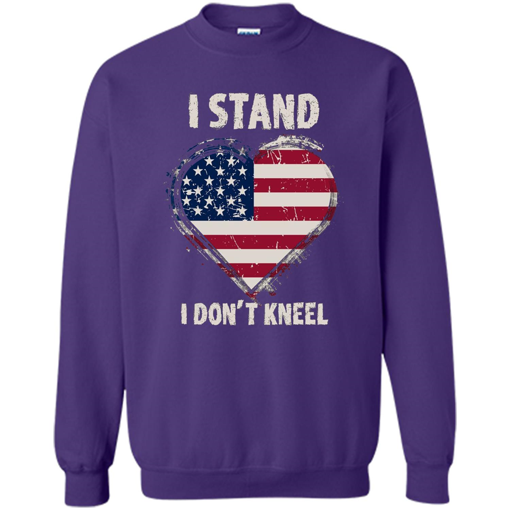 I Stand I Don't Kneel USA Flag Heart T-shirt Orange