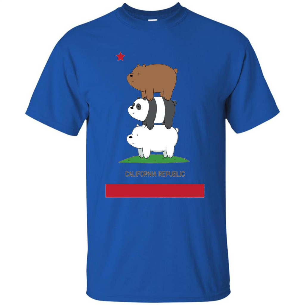 CN We Bare Bears California Flag Stack T-shirt Royal