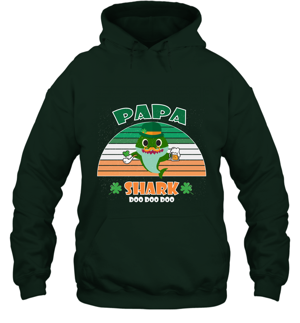 Irish Papa Shark Saint Patricks Day Family Shirt Hoodie Forest