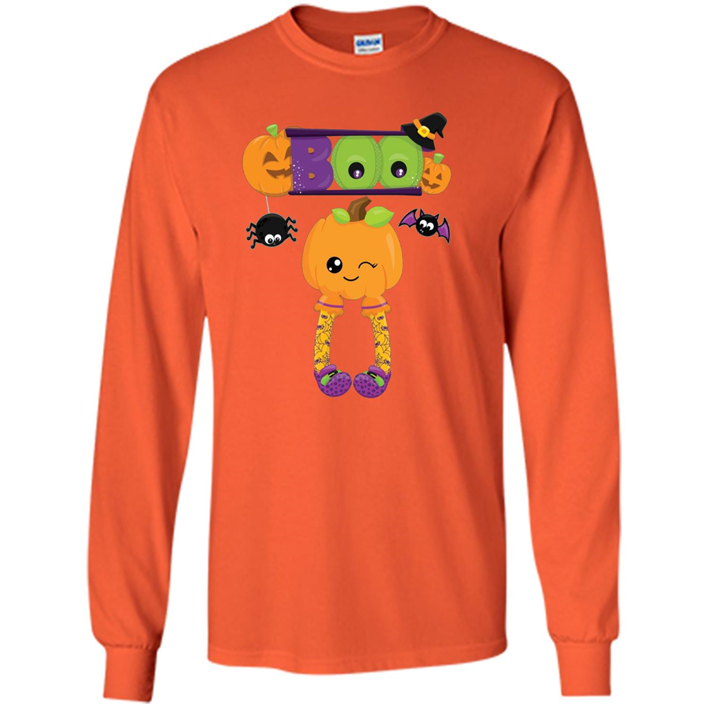 Cute Halloween Boo T-Shirt with Pumpkins-Party T-shirt Orange