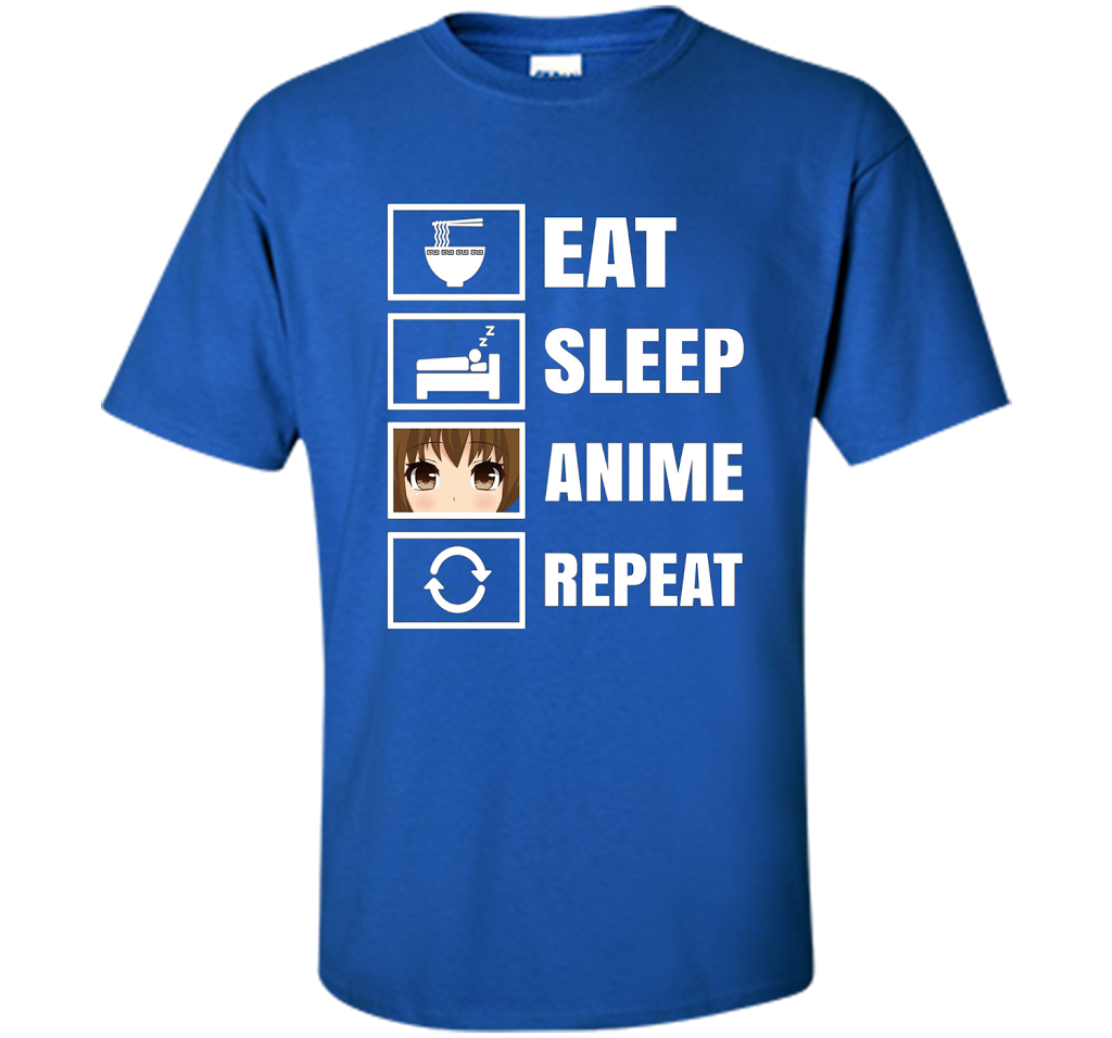 Eat Sleep Anime Repeart T-Shirt Funny Anime Geek cool shirt Royal