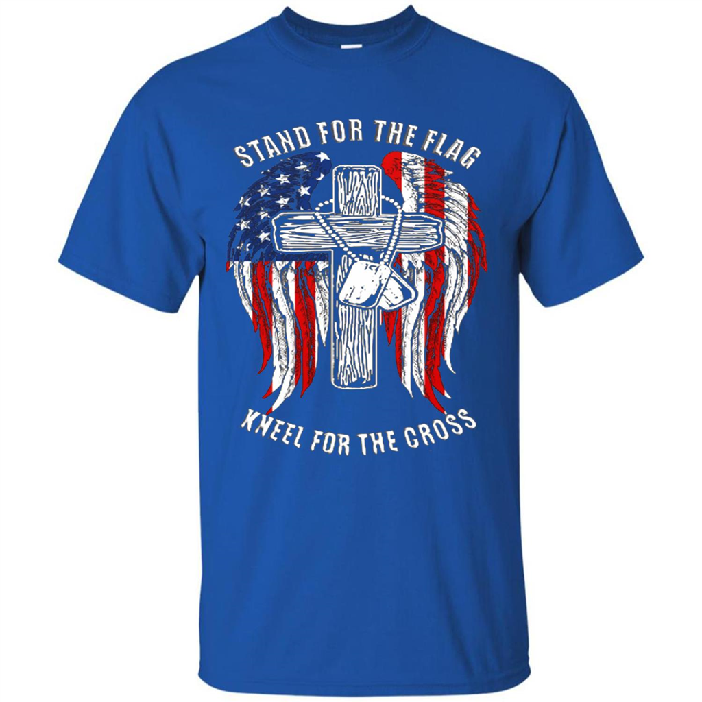 Military T-shirt Stand For The Flag Kneel For The Cross Royal
